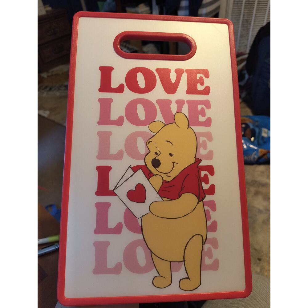 Disney Winnie the Pooh Valentine cutting board decor reversible love heart